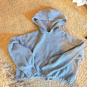 American Eagle M Hooded Cropped Tie Waist Sweater